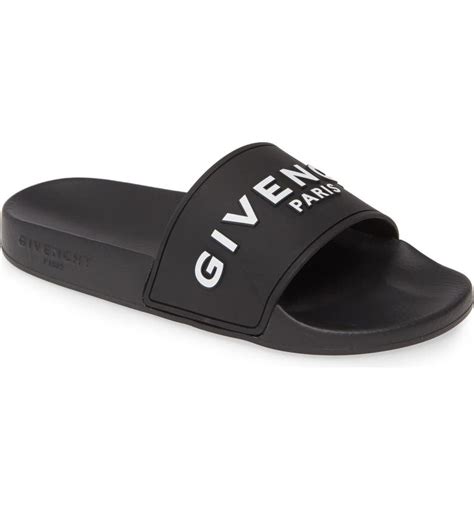 givenchy logo strap slides|givenchy slides white and black.